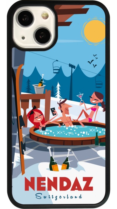 iPhone 13 Case Hülle - Silikon schwarz Nendaz Mountain Jacuzzi