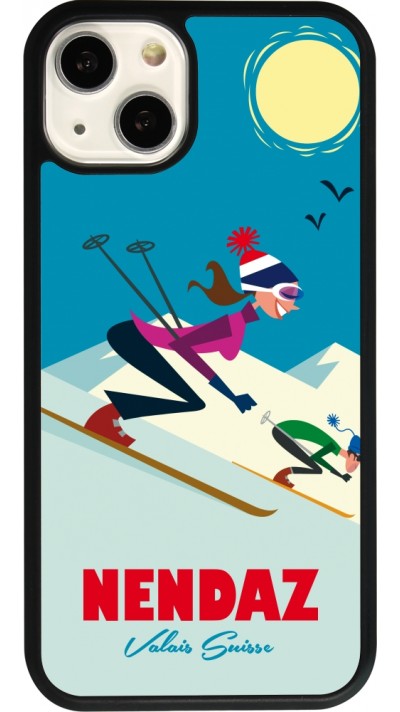 iPhone 13 Case Hülle - Silikon schwarz Nendaz Ski Downhill