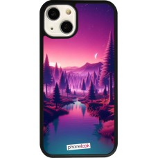 iPhone 13 Case Hülle - Silikon schwarz Lila-rosa Landschaft