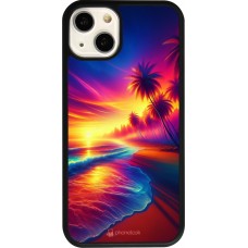iPhone 13 Case Hülle - Silikon schwarz Strand Sonnenuntergang auffällig