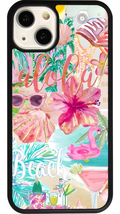 iPhone 13 Case Hülle - Silikon schwarz Preppy Collage Aloha