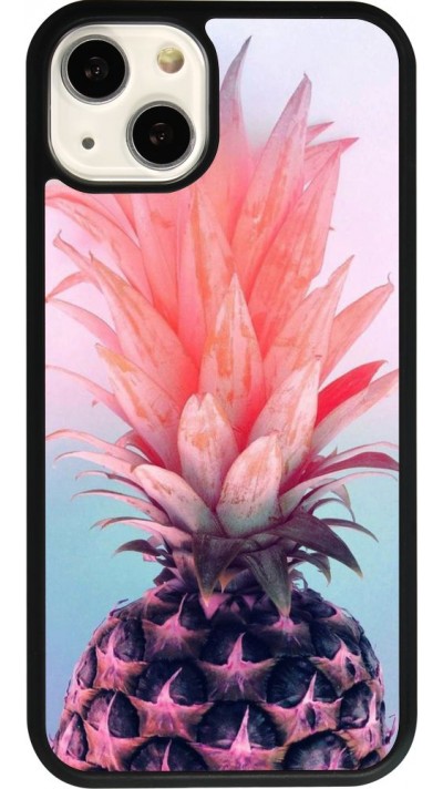 iPhone 13 Case Hülle - Silikon schwarz Purple Pink Pineapple