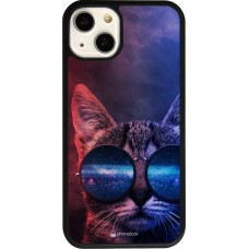 Coque iPhone 13 - Silicone rigide noir Red Blue Cat Glasses