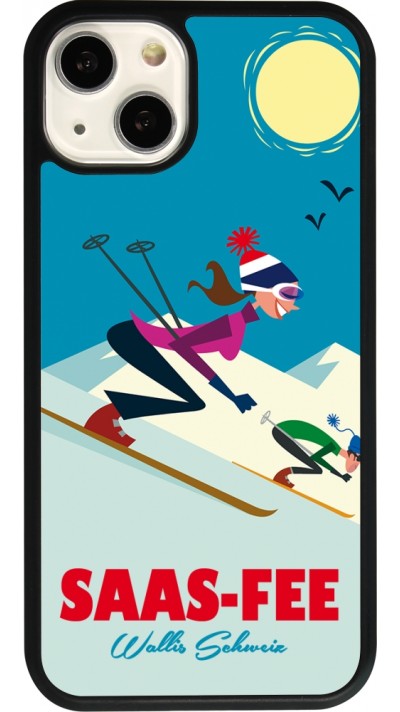 iPhone 13 Case Hülle - Silikon schwarz Saas-Fee Ski Downhill