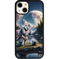 Coque iPhone 13 - Silicone rigide noir Samurai Katana Lune