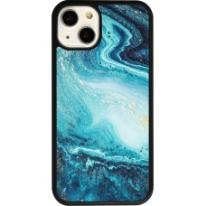 Coque iPhone 13 - Silicone rigide noir Sea Foam Blue