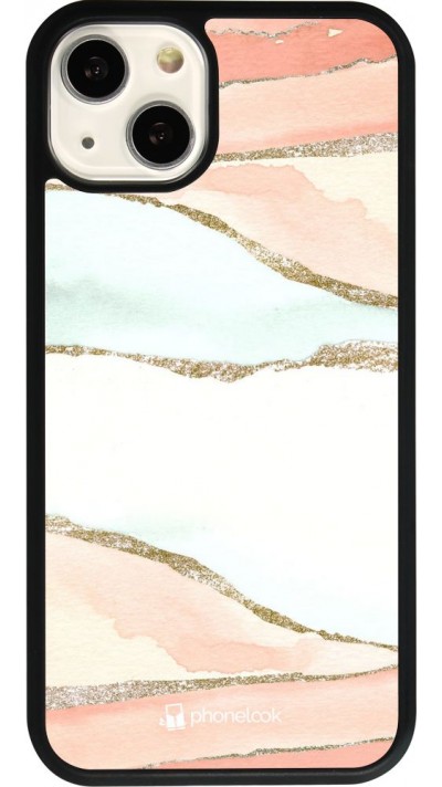 Coque iPhone 13 - Silicone rigide noir Shimmering Orange