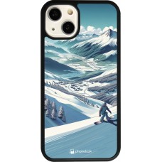 Coque iPhone 13 - Silicone rigide noir Snowboarder Montagne