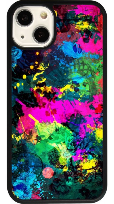 Coque iPhone 13 - Silicone rigide noir Splash paint