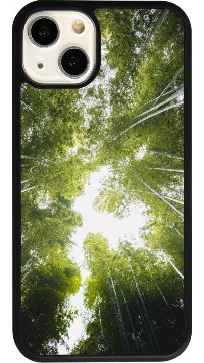 Coque iPhone 13 - Silicone rigide noir Spring 23 forest blue sky