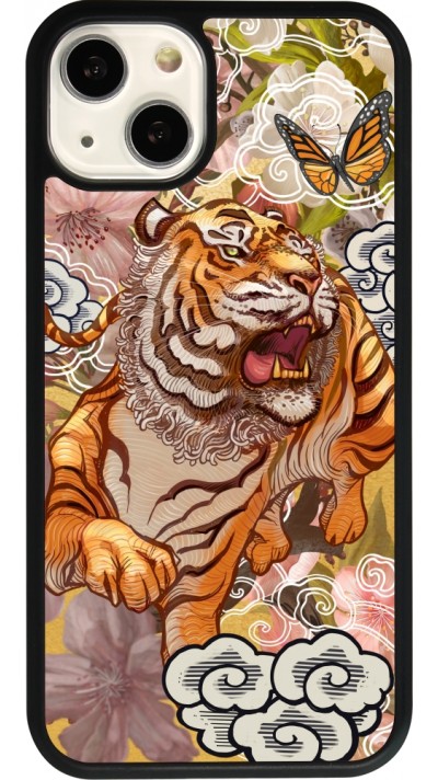 Coque iPhone 13 - Silicone rigide noir Spring 23 japanese tiger