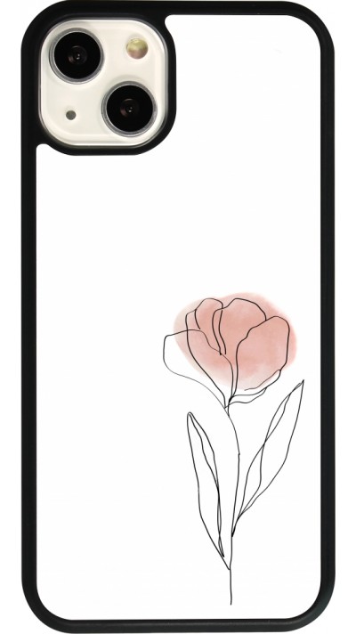 Coque iPhone 13 - Silicone rigide noir Spring 23 minimalist flower