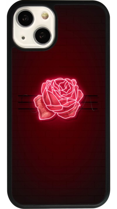 Coque iPhone 13 - Silicone rigide noir Spring 23 neon rose