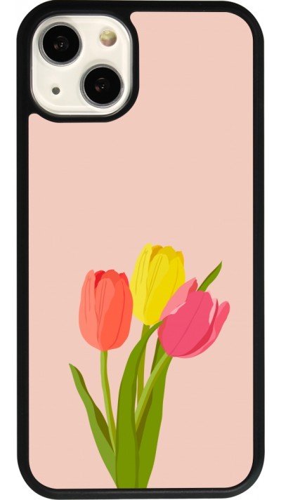 Coque iPhone 13 - Silicone rigide noir Spring 23 tulip trio