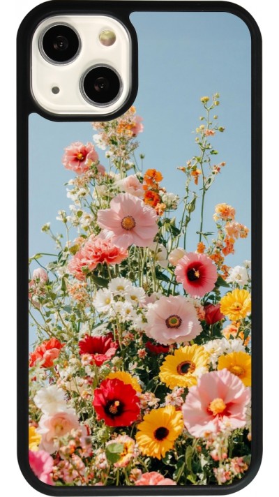 Coque iPhone 13 - Silicone rigide noir Spring flowers 2026