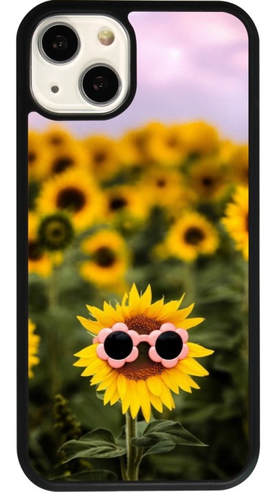 Coque iPhone 13 - Silicone rigide noir Sunflower with glasses 2026