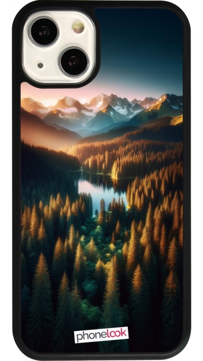 Coque iPhone 13 - Silicone rigide noir Sunset Forest Lake