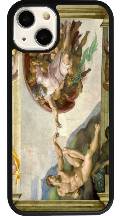 Coque iPhone 13 - Silicone rigide noir Tableau art - La Création d’Adam - Michel-Ange