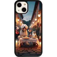 iPhone 13 Case Hülle - Silikon schwarz Valentin 2024 Hund & Katze Kerzenlicht