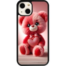 iPhone 13 Case Hülle - Silikon schwarz Valentin 2024 Rosaroter Teddybär