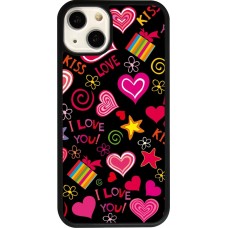 iPhone 13 Case Hülle - Silikon schwarz Valentine 2023 love symbols