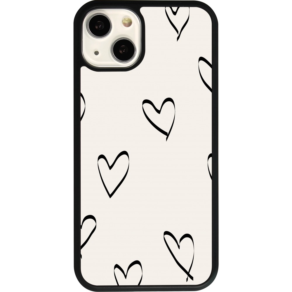 iPhone 13 Case Hülle - Silikon schwarz Valentine 2023 minimalist hearts