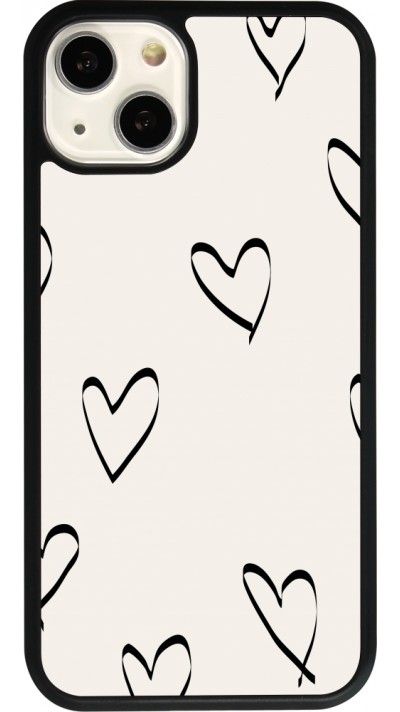 iPhone 13 Case Hülle - Silikon schwarz Valentine 2023 minimalist hearts