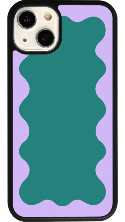 iPhone 13 Case Hülle - Silikon schwarz Wavy Rectangle Green Purple