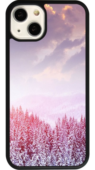 iPhone 13 Case Hülle - Silikon schwarz Winter 22 Pink Forest