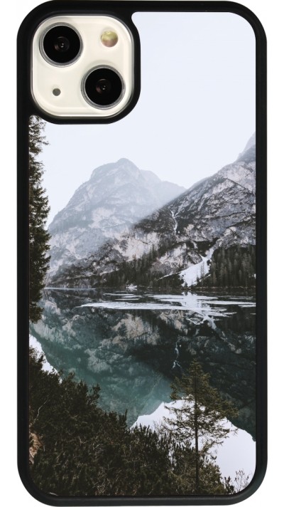 iPhone 13 Case Hülle - Silikon schwarz Winter 22 snowy mountain and lake