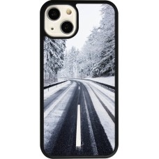 iPhone 13 Case Hülle - Silikon schwarz Winter 22 Snowy Road