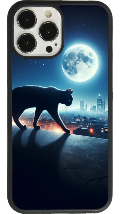 iPhone 13 Pro Max Case Hülle - Silikon schwarz Schwarze Katze unter dem Vollmond