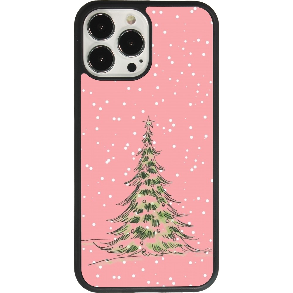 iPhone 13 Pro Max Case Hülle - Silikon schwarz Christmas 25 Pink Tree