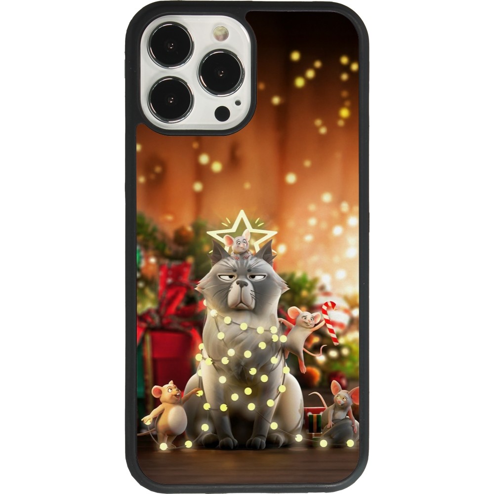 iPhone 13 Pro Max Case Hülle - Silikon schwarz Christmas 25 Xmas Cat