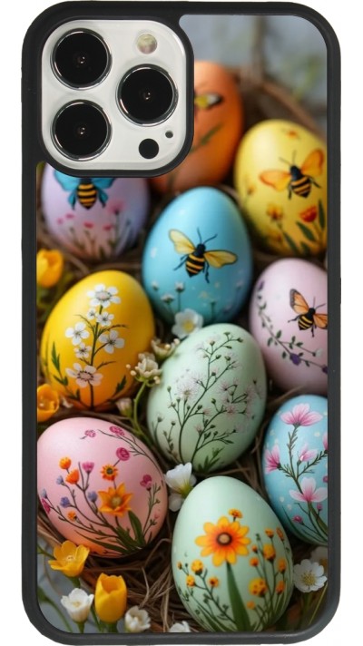 iPhone 13 Pro Max Case Hülle - Silikon schwarz Easter 2026 Eggs with bees