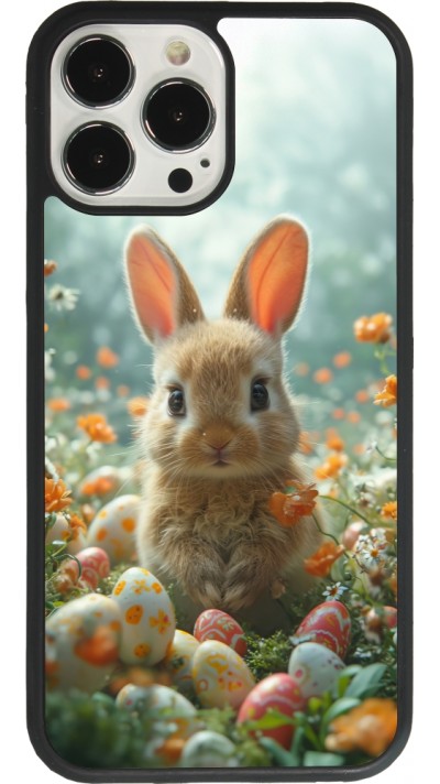 iPhone 13 Pro Max Case Hülle - Silikon schwarz Easter 2026 Rabbit in the garden