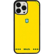 Coque iPhone 13 Pro Max - Silicone rigide noir Maillot de football Bresil 2026 personnalisable