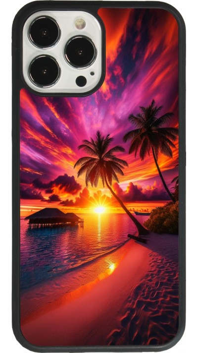 Coque iPhone 13 Pro Max - Silicone rigide noir Maldives Dusk Bliss