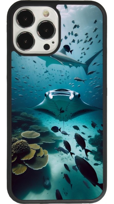 Coque iPhone 13 Pro Max - Silicone rigide noir Manta Lagon Nettoyage