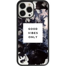 Coque iPhone 13 Pro Max - Silicone rigide noir Marble Good Vibes Only