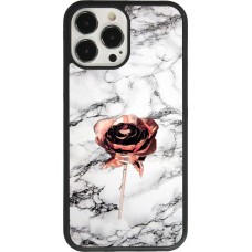 Coque iPhone 13 Pro Max - Silicone rigide noir Marble Rose Gold
