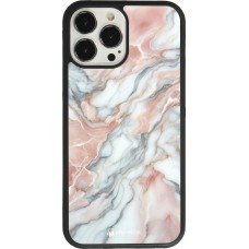 Coque iPhone 13 Pro Max - Silicone rigide noir Marbre Rose Lumineux
