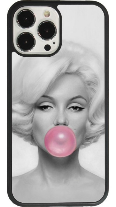 Coque iPhone 13 Pro Max - Silicone rigide noir Marilyn Bubble