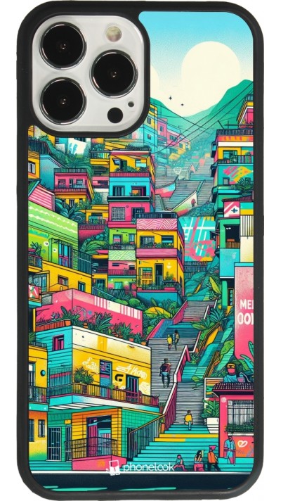 Coque iPhone 13 Pro Max - Silicone rigide noir Medellin Comuna 13 Art