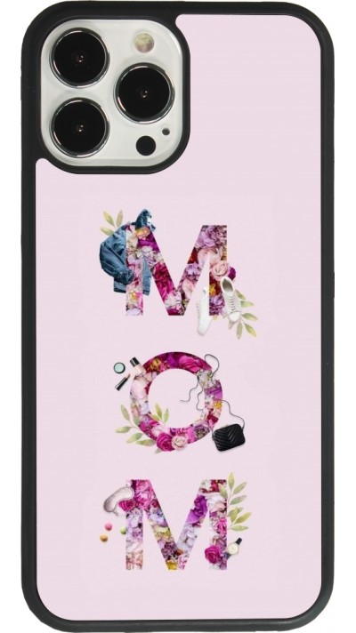 Coque iPhone 13 Pro Max - Silicone rigide noir Mom 2024 girly mom