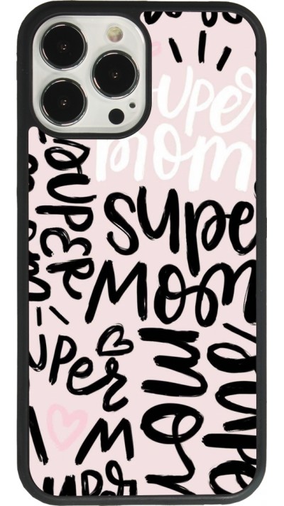 Coque iPhone 13 Pro Max - Silicone rigide noir Mom 2024 Super mom