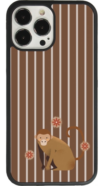 Coque iPhone 13 Pro Max - Silicone rigide noir Monkey with stripes