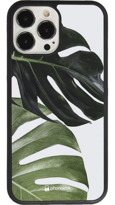 Coque iPhone 13 Pro Max - Silicone rigide noir Monstera Plant