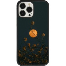Coque iPhone 13 Pro Max - Silicone rigide noir Moon Flowers