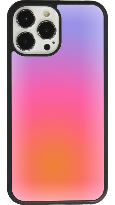 Coque iPhone 13 Pro Max - Silicone rigide noir Orange Pink Blue Gradient